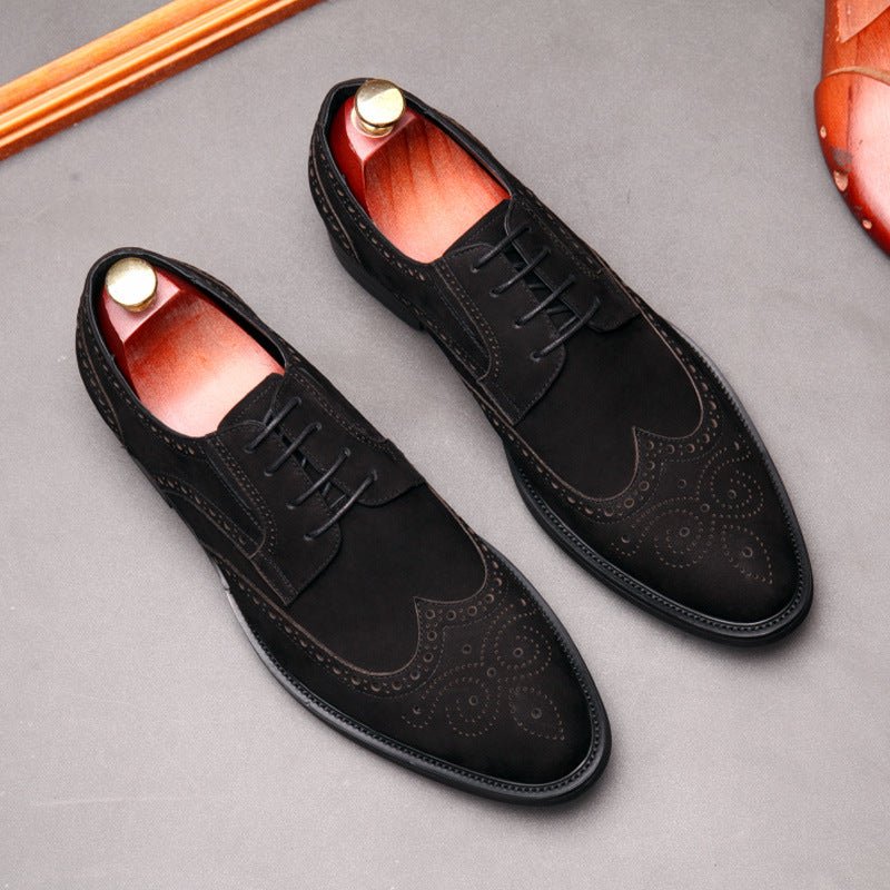 Men's Suede Wingtip Brogue Derby: Stylish Wedding Formal Dress Shoesyes