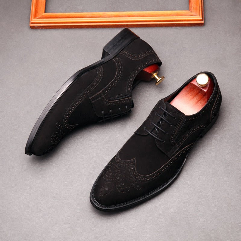 Men's Suede Wingtip Brogue Derby: Stylish Wedding Formal Dress Shoesyes