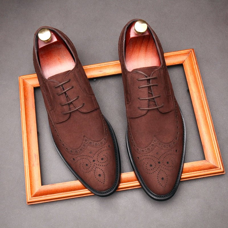 Men's Suede Wingtip Brogue Derby: Stylish Wedding Formal Dress Shoesyes