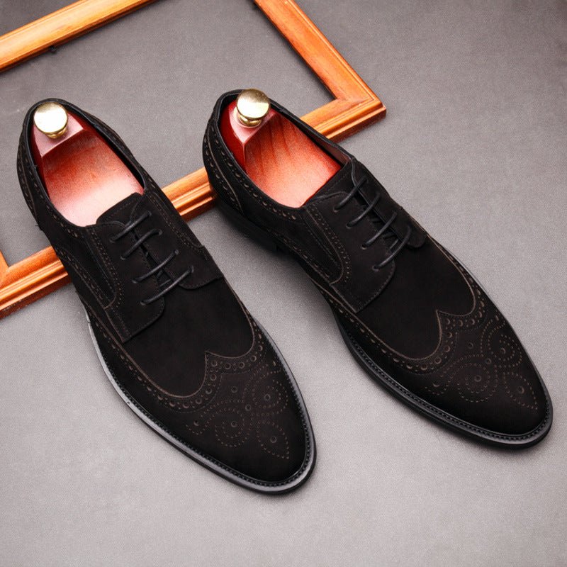 Men's Suede Wingtip Brogue Derby: Stylish Wedding Formal Dress Shoesyes