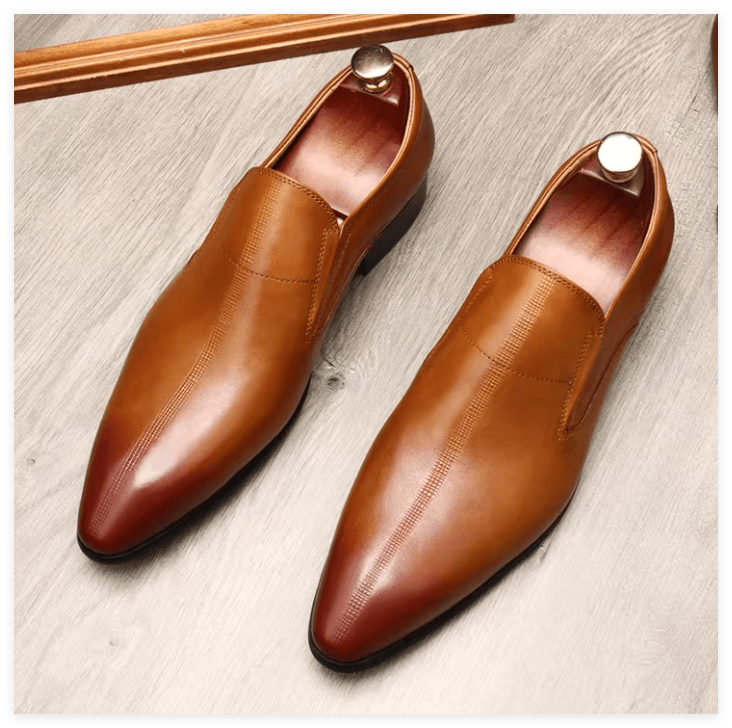 Men's Textured Dress Loafers: Stylish Pointed Toe Wedding Shoesyes