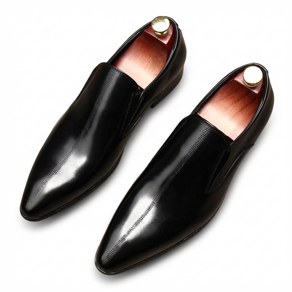 Men's Textured Dress Loafers: Stylish Pointed Toe Wedding Shoesyes