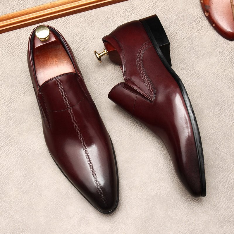 Men's Textured Dress Loafers: Stylish Pointed Toe Wedding Shoesyes