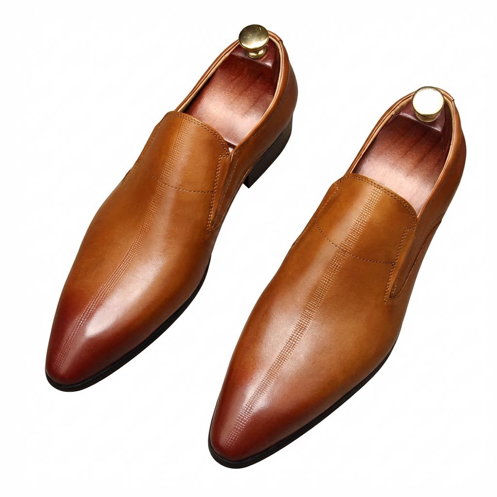 Men's Textured Dress Loafers: Stylish Pointed Toe Wedding Shoesyes
