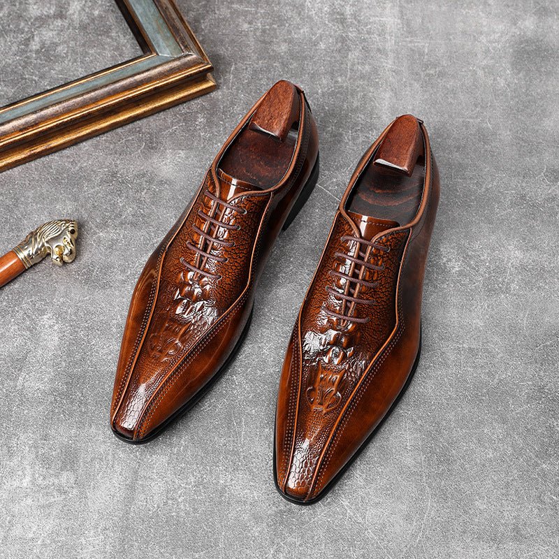 Men's Textured Ridge Oxfords: Dashing Fashion Bridal Dress Shoesyes