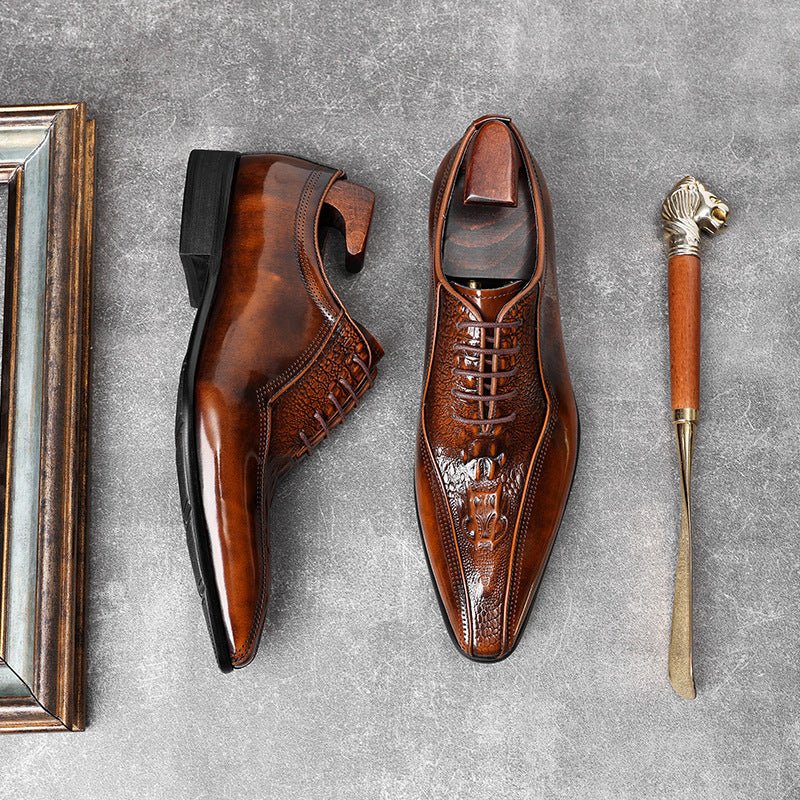 Men's Textured Ridge Oxfords: Dashing Fashion Bridal Dress Shoesyes