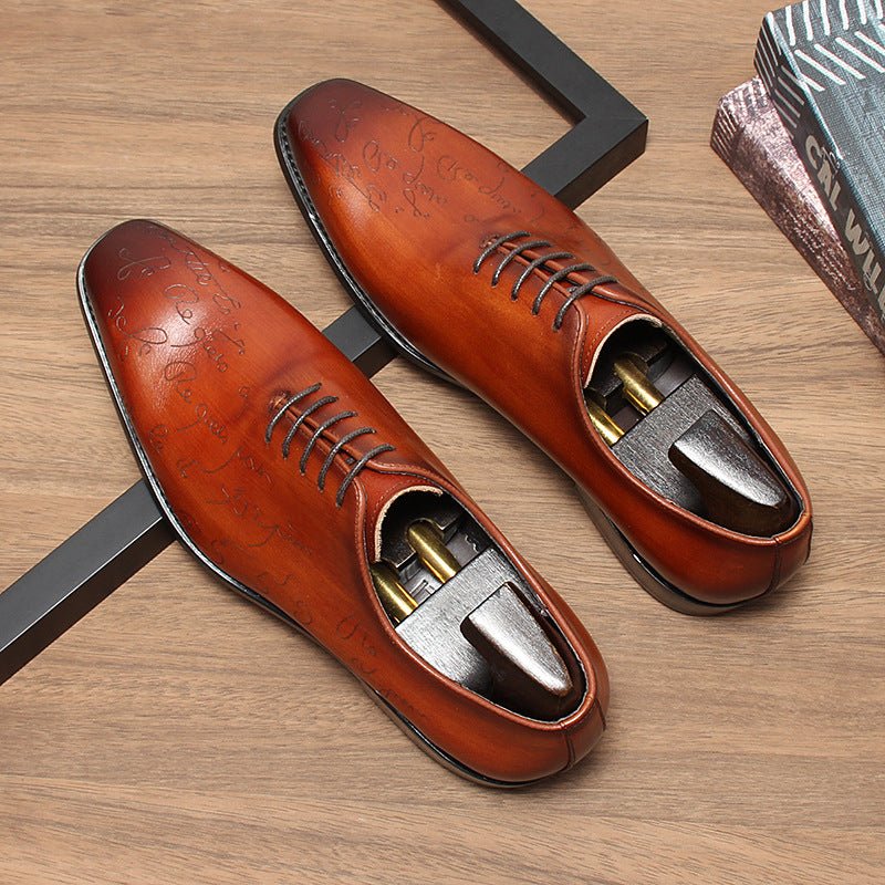 Men's Unique Etched Oxfords: Polished Fashion Celebration Dress Shoesyes