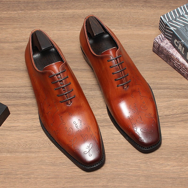 Men's Unique Etched Oxfords: Polished Fashion Celebration Dress Shoesyes