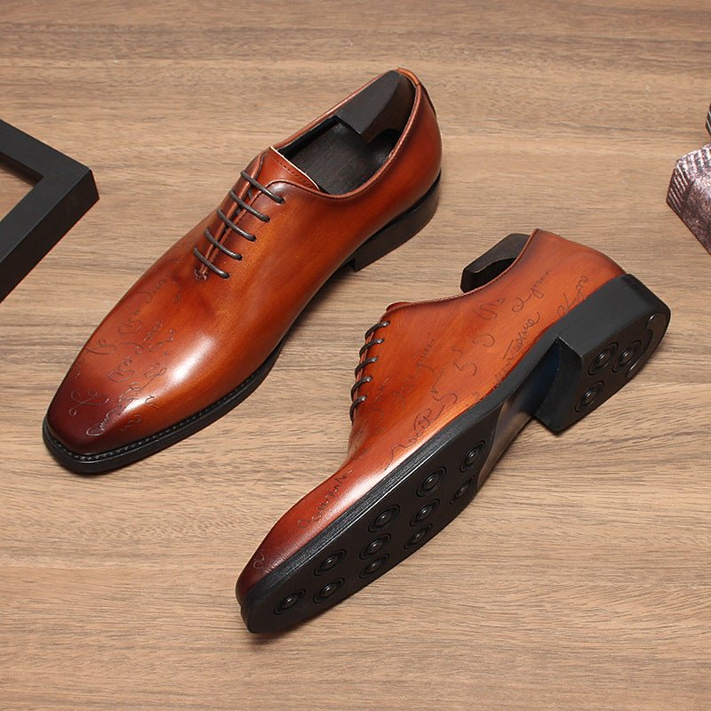 Men's Unique Etched Oxfords: Polished Fashion Celebration Dress Shoesyes
