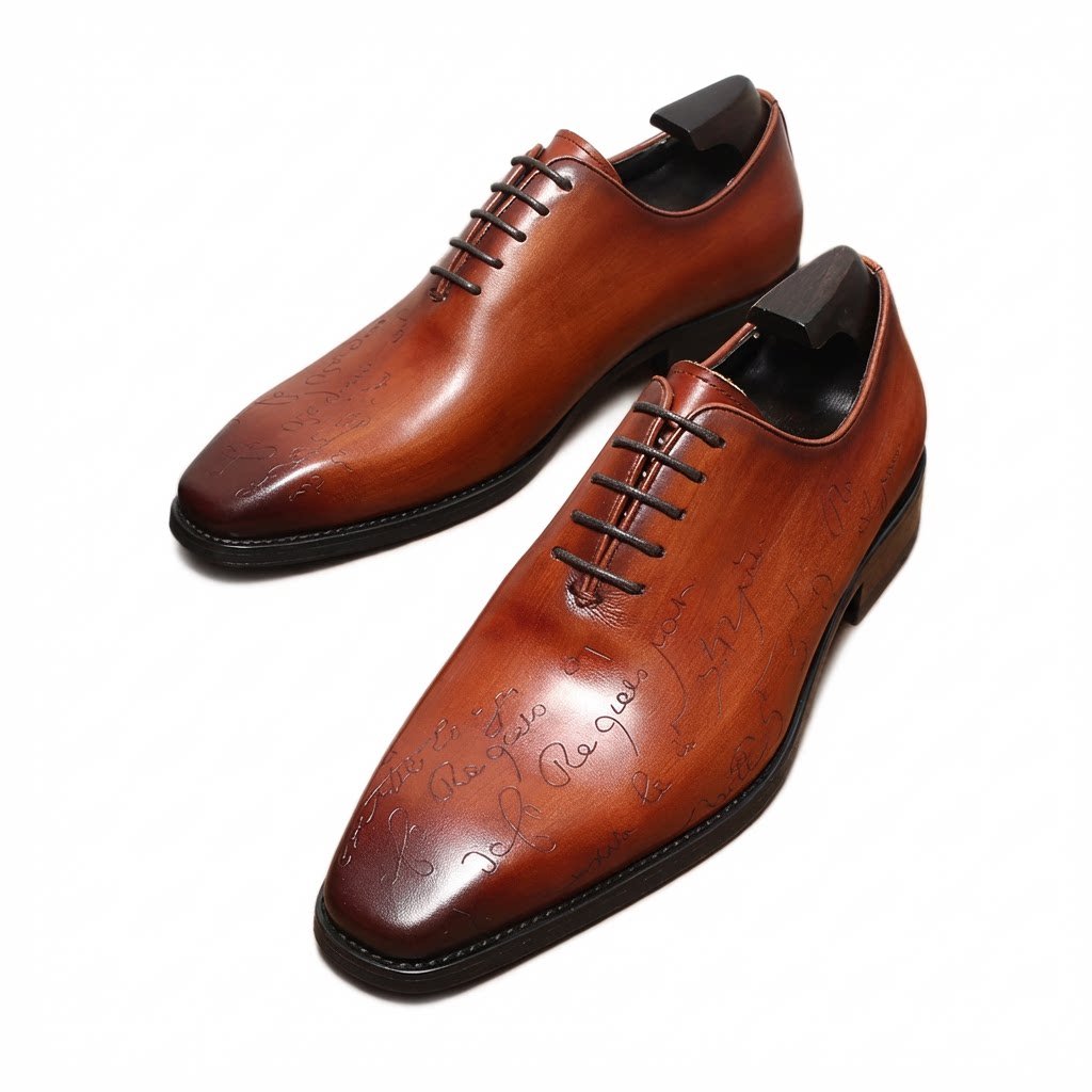 Men's Unique Etched Oxfords: Polished Fashion Celebration Dress Shoesyes