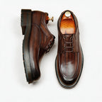 Men's Vintage Derby Shoes: Burnished Leather Formal Dress Shoes