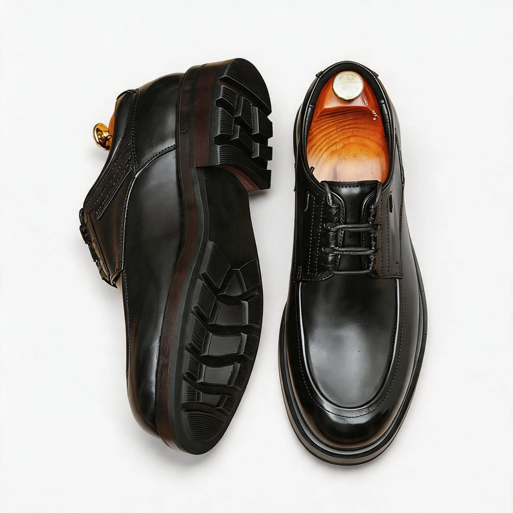 Men's Vintage Derby Shoes: Burnished Leather Formal Dress Shoes