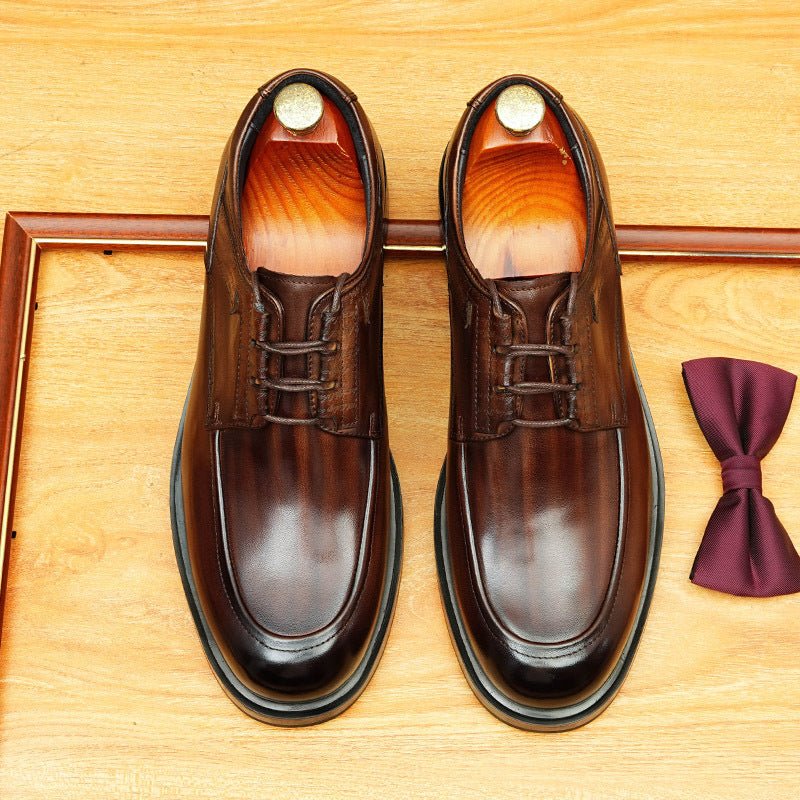 Men's Vintage Derby Shoes: Burnished Leather Formal Dress Shoes