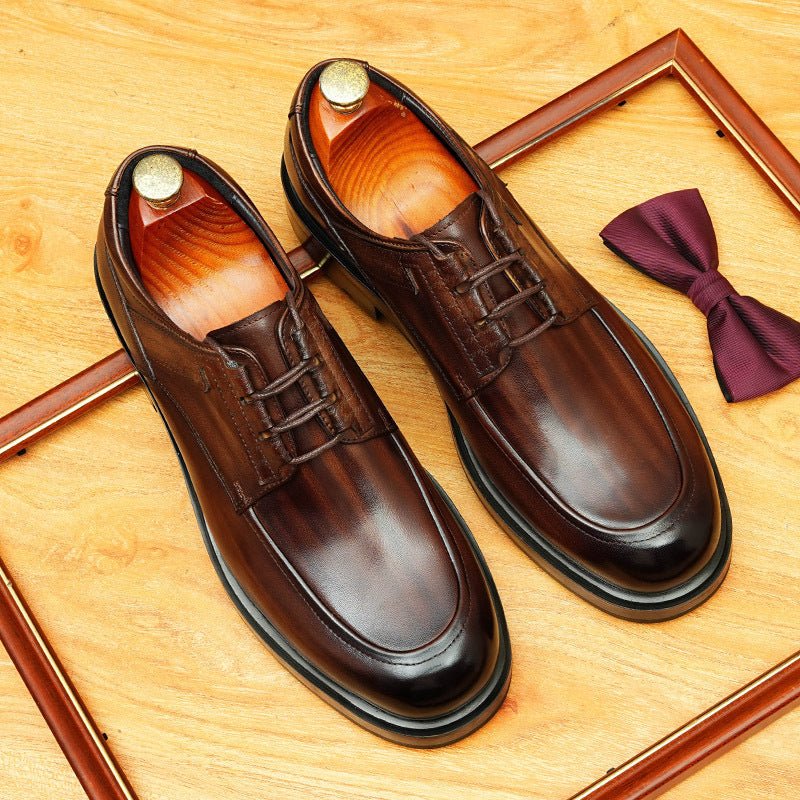 Men's Vintage Derby Shoes: Burnished Leather Formal Dress Shoes