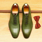 Men's Wholecut Leather Oxford Shoes Hand - Painted Patina Dress Shoesyes