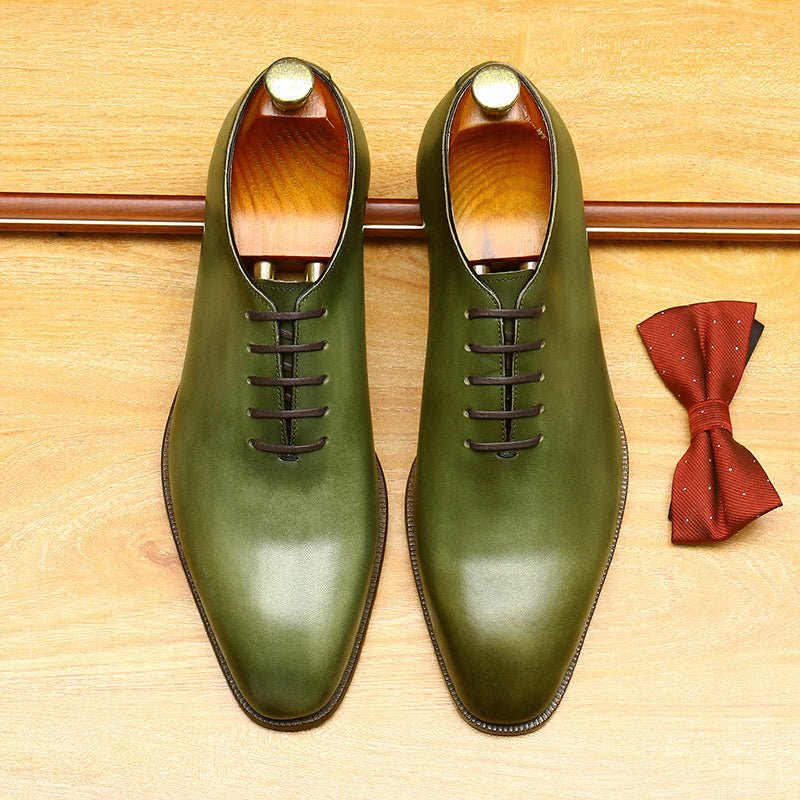 Men's Wholecut Leather Oxford Shoes Hand - Painted Patina Dress Shoesyes