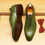 Men's Wholecut Leather Oxford Shoes Hand - Painted Patina Dress Shoesyes