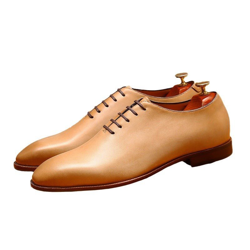 Men's Wholecut Leather Oxford Shoes Hand - Painted Patina Dress Shoesyes