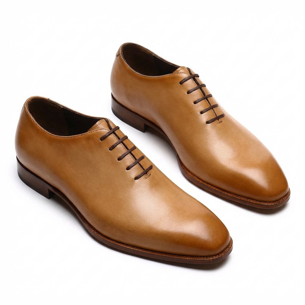 Men's Wholecut Leather Oxford Shoes Hand - Painted Patina Dress Shoesyes