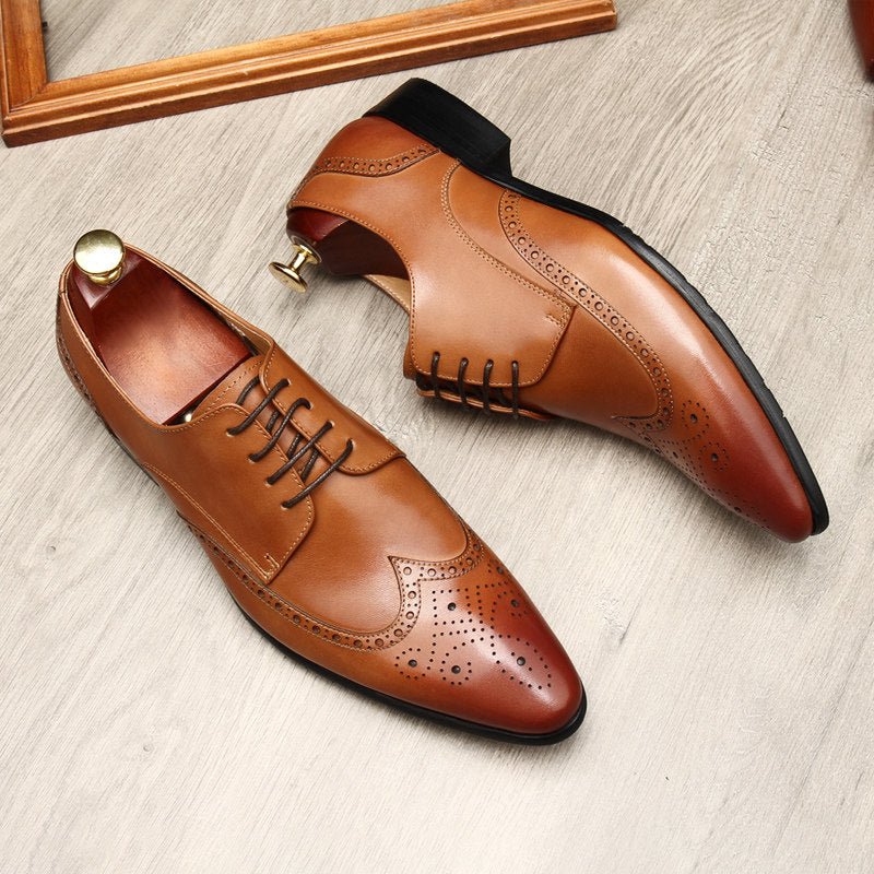 Men's Wingtip Brogue Derby: Stylish Wedding Formal Dress Shoesyes