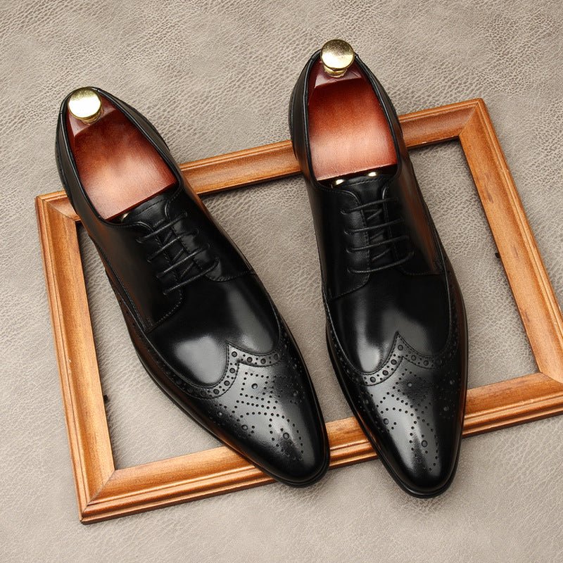 Men's Wingtip Brogue Derby: Stylish Wedding Formal Dress Shoesyes