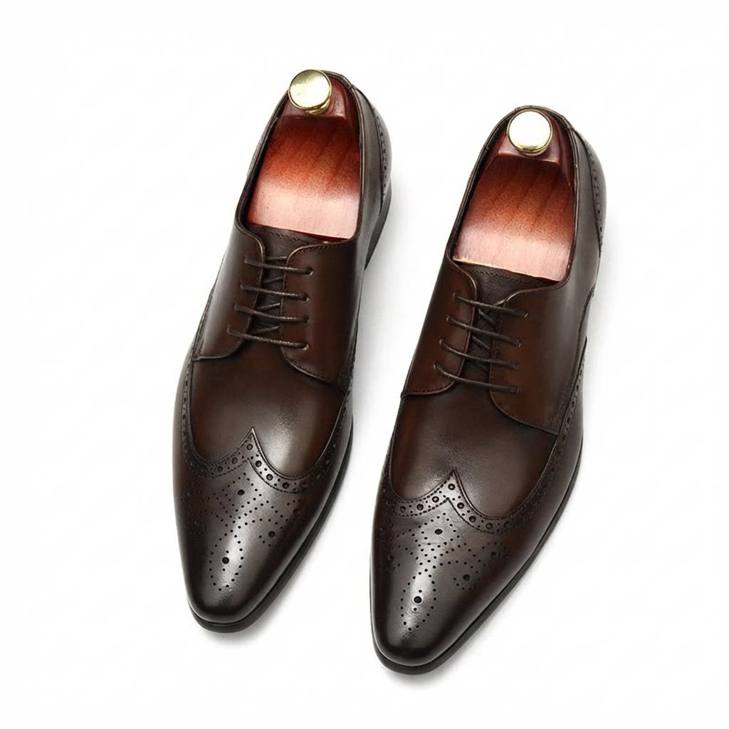 Men's Wingtip Brogue Derby: Stylish Wedding Formal Dress Shoesyes