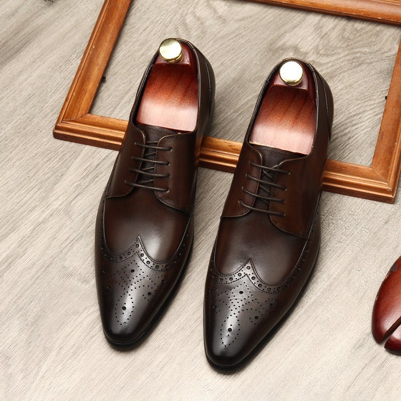 Men's Wingtip Brogue Derby: Stylish Wedding Formal Dress Shoesyes