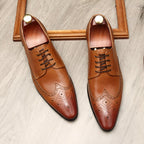 Men's Wingtip Brogue Derby: Stylish Wedding Formal Dress Shoesyes