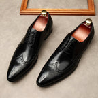 Men's Wingtip Brogue Derby: Stylish Wedding Formal Dress Shoesyes