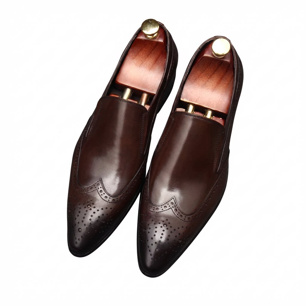 Men's Wingtip Brogue Dress Shoes: Pointed Toe Wedding Slip - on Loafersyes