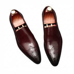 Men's Wingtip Brogue Dress Shoes: Pointed Toe Wedding Slip - on Loafersyes