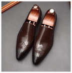 Men's Wingtip Brogue Dress Shoes: Pointed Toe Wedding Slip - on Loafersyes