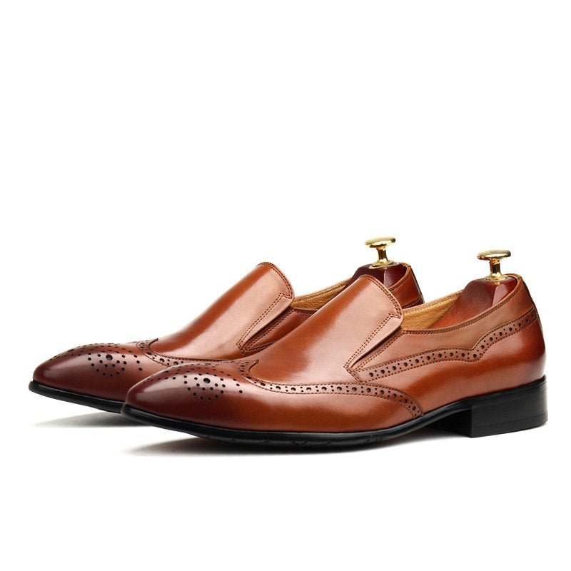 Men's Wingtip Brogue Dress Shoes: Pointed Toe Wedding Slip - on Loafersyes
