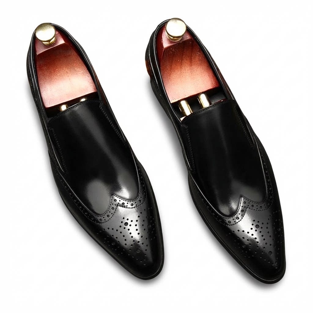 Men's Wingtip Brogue Dress Shoes: Pointed Toe Wedding Slip - on Loafersyes