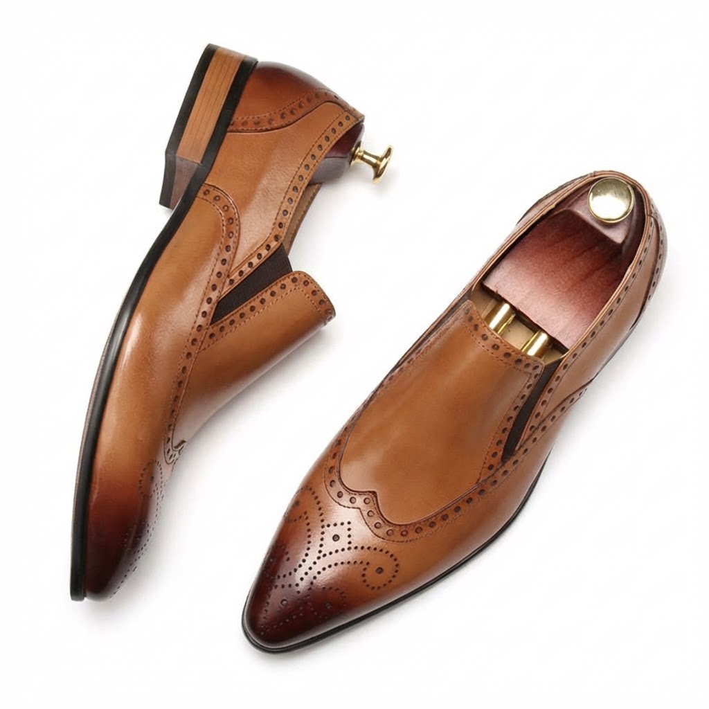 Men's Wingtip Brogue Dress Shoes: Stylish Pointed Toe Weddingyes