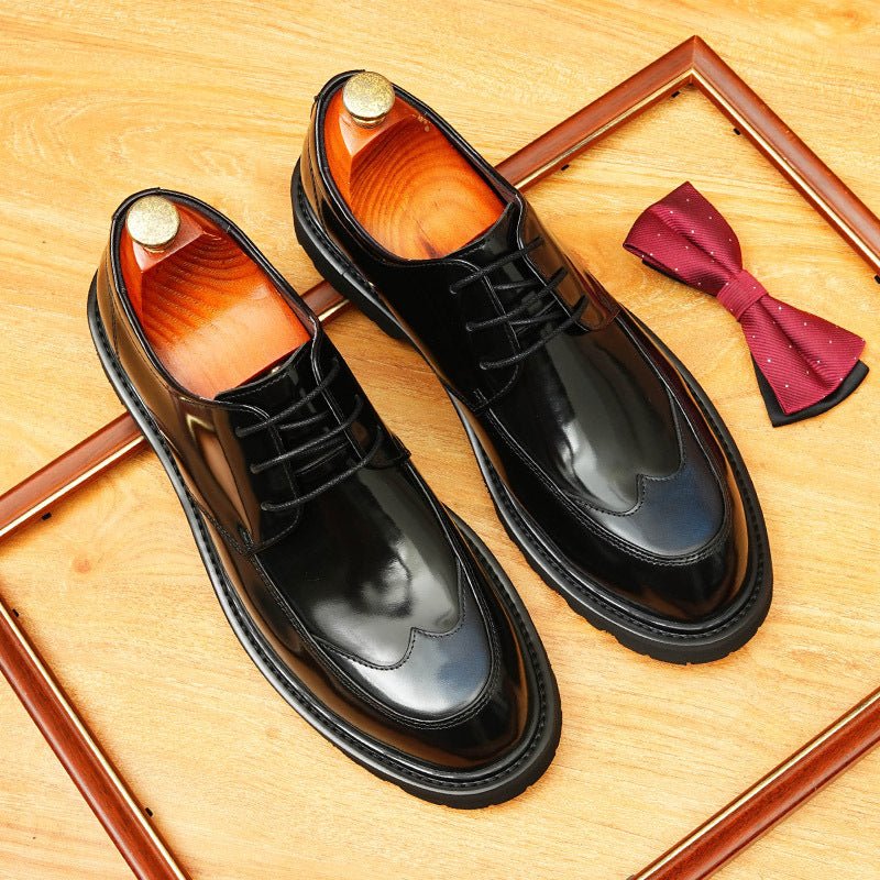 Men's Wingtip Derby Dress Shoes: Fashion Chunky Sole Formal