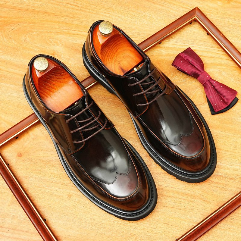 Men's Wingtip Derby Dress Shoes: Fashion Chunky Sole Formal