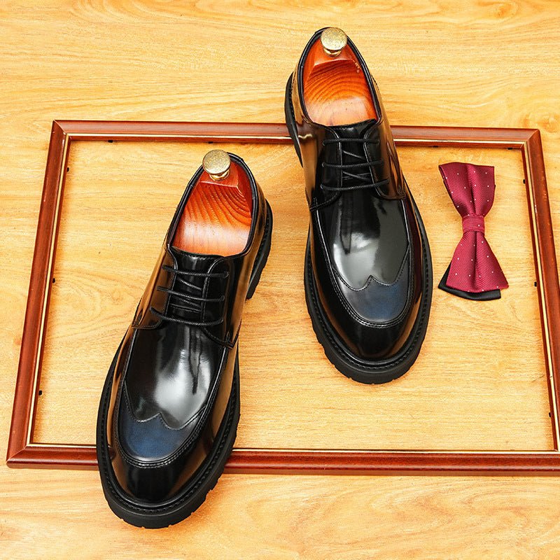 Men's Wingtip Derby Dress Shoes: Fashion Chunky Sole Formal