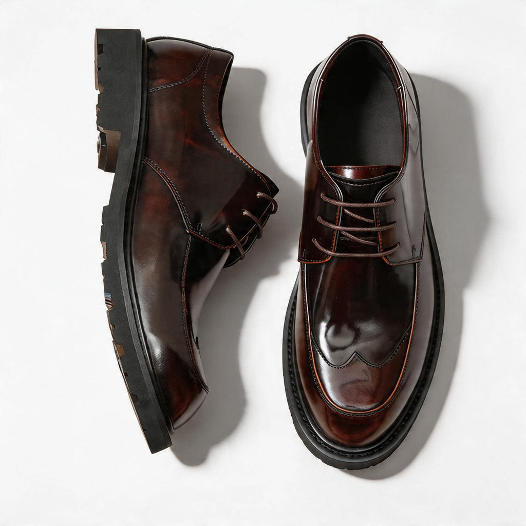 Men's Wingtip Derby Dress Shoes: Fashion Chunky Sole Formal