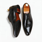 Men's Wingtip Derby Shoes: Burnished Leather Formal Dress Shoes