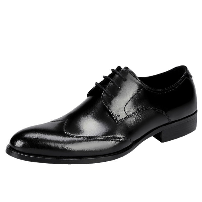 Men's Wingtip Derby Shoes: Burnished Leather Formal Dress Shoes
