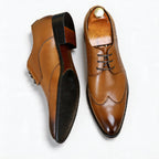 Men's Wingtip Derby Shoes: Burnished Leather Formal Dress Shoes