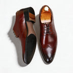 Men's Wingtip Derby Shoes: Burnished Leather Formal Dress Shoes