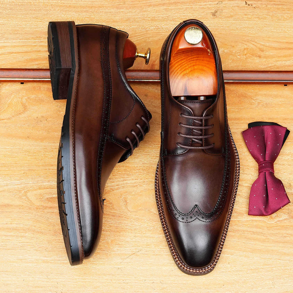 Men's Wingtip Derby Shoes: Hand - Finished Leather Formal Dress Shoes