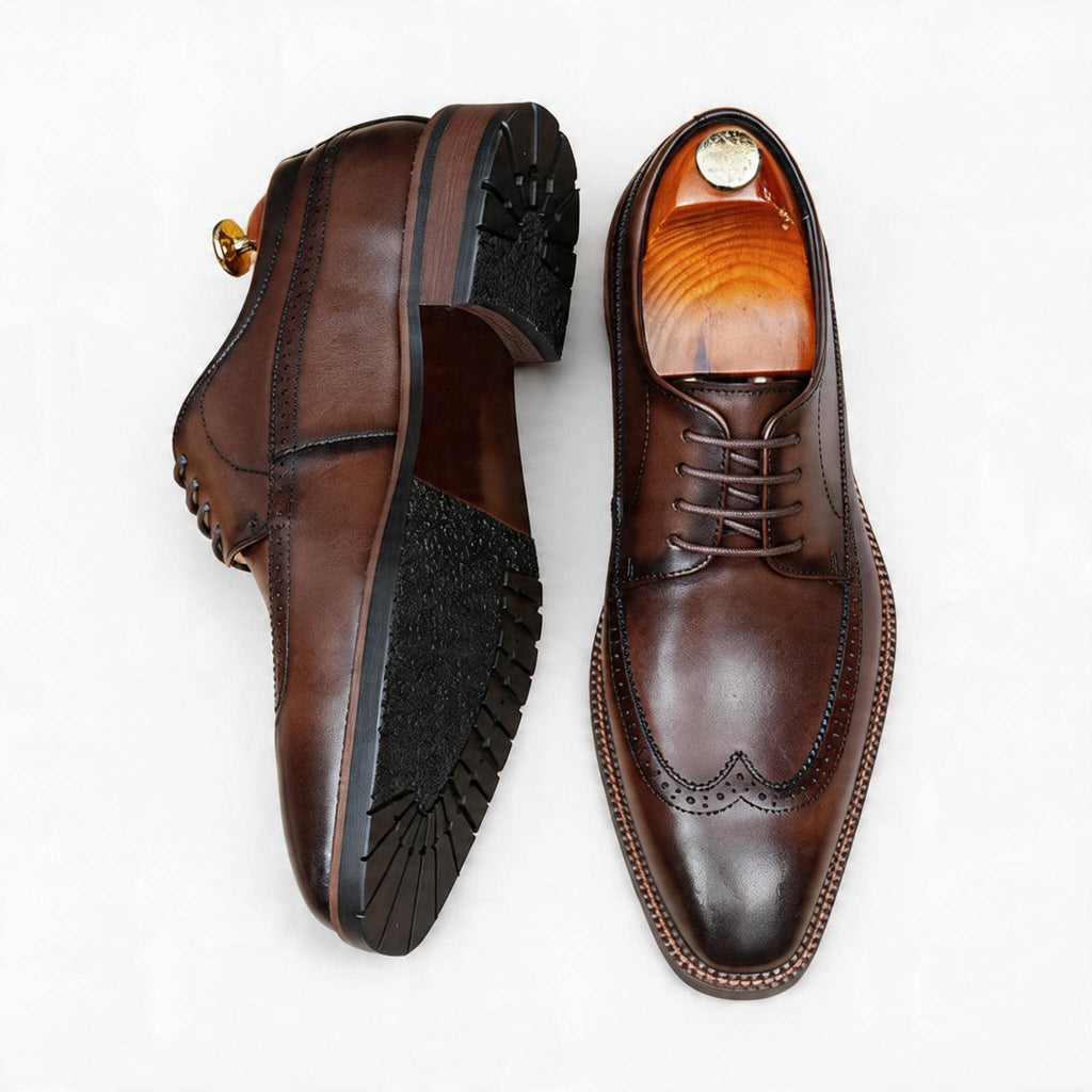 Men's Wingtip Derby Shoes: Hand - Finished Leather Formal Dress Shoes