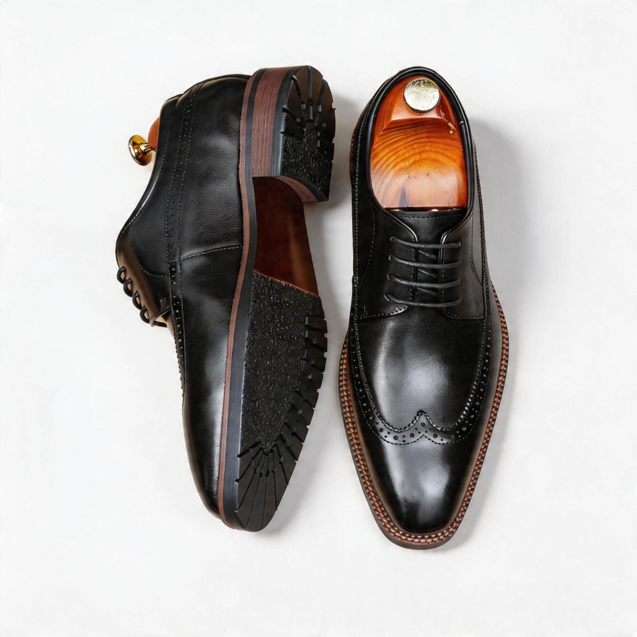 Men's Wingtip Derby Shoes: Hand - Finished Leather Formal Dress Shoes