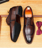 Men's Wingtip Derby Shoes: Hand - Finished Leather Formal Dress Shoes