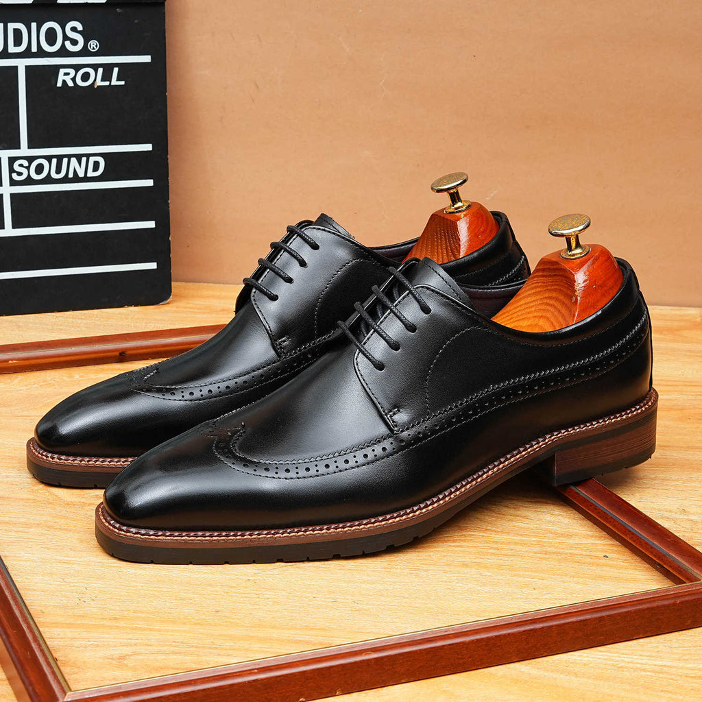 Men's Wingtip Derby Shoes: Hand - Finished Leather Formal Dress Shoes