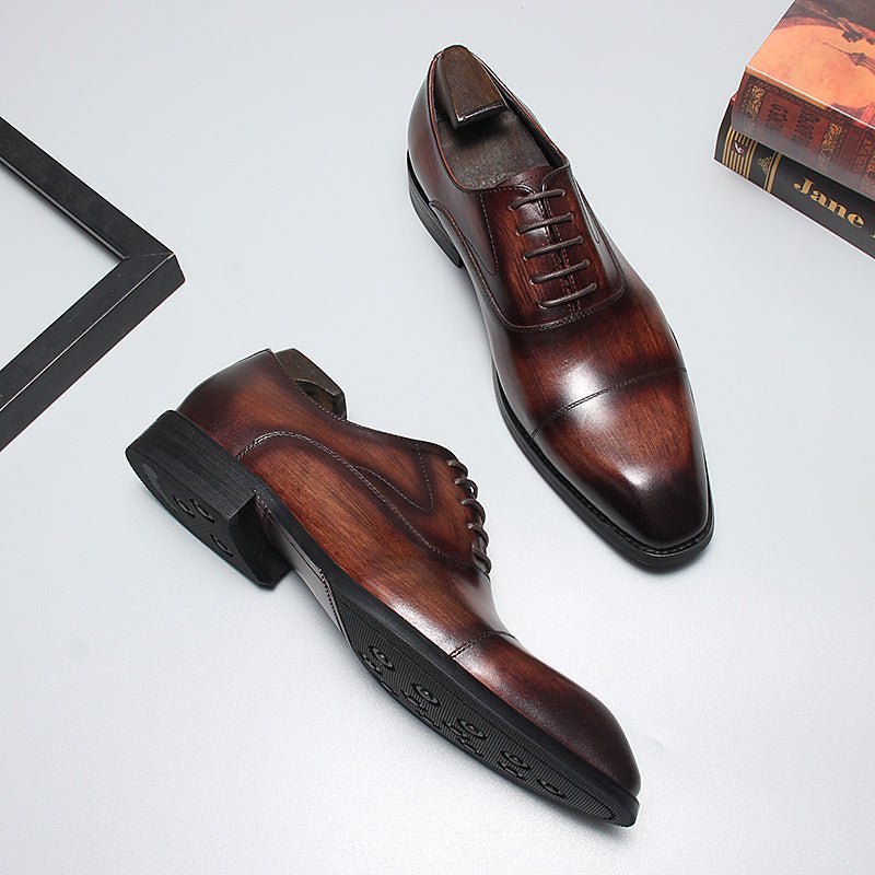 Men's Wood - Grain Cap Toe Oxfords: Fashion Rite Wedding Dress Shoesyes