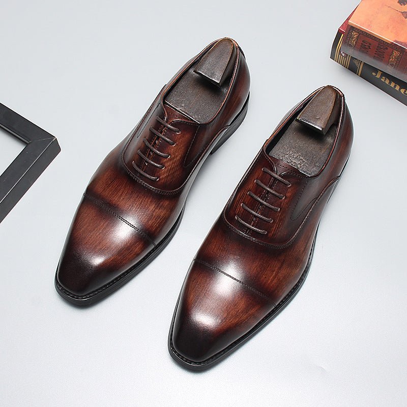 Men's Wood - Grain Cap Toe Oxfords: Fashion Rite Wedding Dress Shoesyes